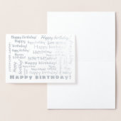 Happy Birthday Word Cloud Typografy Silver Folienkarte (Anzeige)