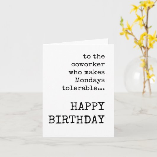 Happy Birthday, Work Bestie, Coworker Bday Card Karte (Gelbe Blume)