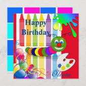 Happy Birthday Worm Card Einladungsballons Einladung (Vorne/Hinten)