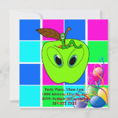 Happy Birthday Worm Card Einladungsballons Einladung (Rückseite)