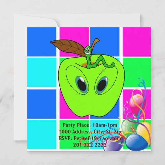 Happy Birthday Worm Card Einladungsballons Einladung (Rückseite)