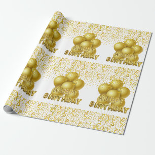 Happy Birthday Wrapping Gold Balloons Geschenkpapier