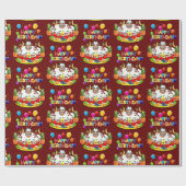 Happy Birthday Wrapping Paper Affen Geschenkpapier (Flach)