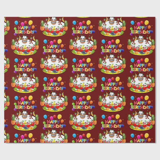 Happy Birthday Wrapping Paper Affen Geschenkpapier (Flach)