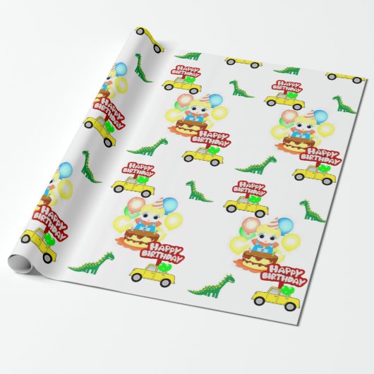 Happy Birthday Wrapping Paper Alligator Geschenkpapier (Ungerollt)