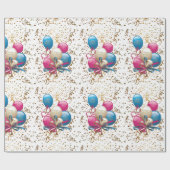 Happy Birthday Wrapping Paper Balloons Geschenkpapier (Flach)
