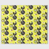 Happy Birthday Wrapping Paper Black Cat Geschenkpapier (Flach)