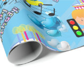 Happy Birthday Wrapping Paper Boy Car Geschenkpapier (Rolleneckpunkt)