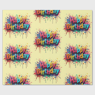 Happy Birthday Wrapping Paper – Bright Multicolor  Geschenkpapier