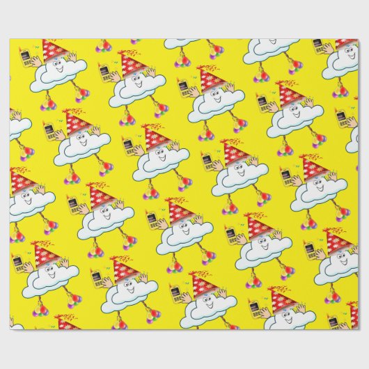 Happy Birthday Wrapping Paper Clouds IPhone Text Geschenkpapier (Flach)