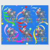 Happy Birthday Wrapping Paper Confetti Geschenkpapier (Flach)