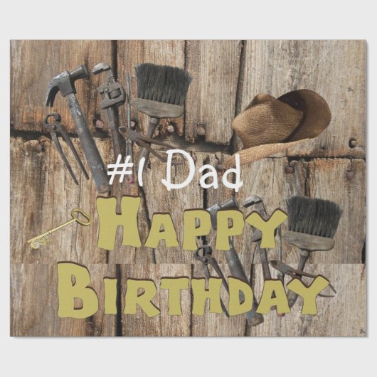 Happy Birthday Wrapping Paper Construction Tools Geschenkpapier (Flach)