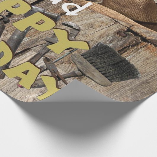 Happy Birthday Wrapping Paper Construction Tools Geschenkpapier (Ecke)