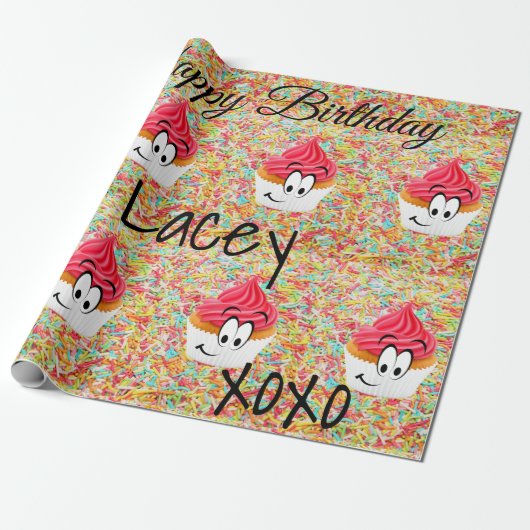 Happy Birthday Wrapping Paper Cupcakes Geschenkpapier (Ungerollt)