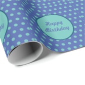 Happy Birthday Wrapping Paper (Denim Blue & Aqua) Geschenkpapier (Rolleneckpunkt)