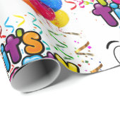 Happy Birthday Wrapping Paper Es ist Party Time Geschenkpapier (Rolleneckpunkt)