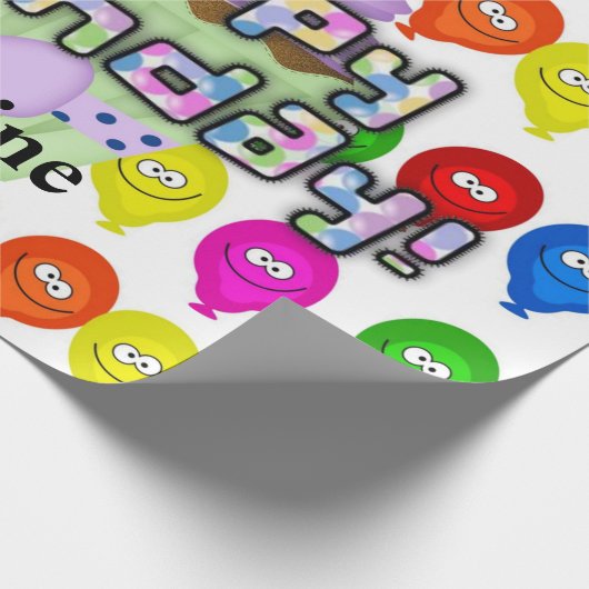 Happy Birthday Wrapping Paper farbenfrohe Balloons Geschenkpapier (Ecke)