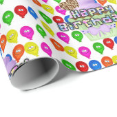 Happy Birthday Wrapping Paper farbenfrohe Balloons Geschenkpapier (Rolleneckpunkt)