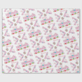 Happy Birthday Wrapping Paper feiern Pink Geschenkpapier (Flach)