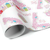 Happy Birthday Wrapping Paper feiern Pink Geschenkpapier (Rolleneckpunkt)