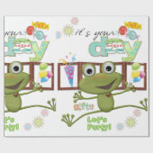 Happy Birthday Wrapping Paper Friends Family Frog Geschenkpapier (Flach)