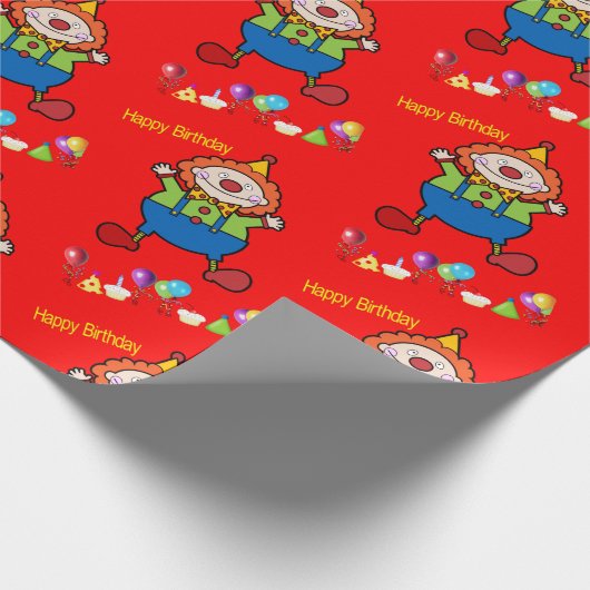 Happy Birthday Wrapping Paper FUN Clown Geschenkpapier (Ecke)