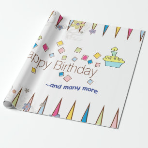 Happy Birthday Wrapping Paper FUN Cupcake Geschenkpapier