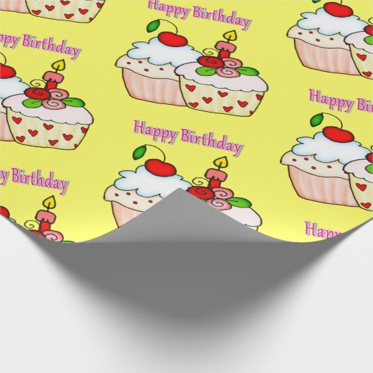 Happy Birthday Wrapping Paper FUN Cupcake Geschenkpapier (Ecke)