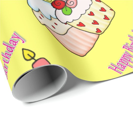 Happy Birthday Wrapping Paper FUN Cupcake Geschenkpapier (Rolleneckpunkt)