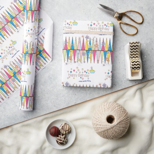 Happy Birthday Wrapping Paper FUN Cupcake Geschenkpapier (Kunsthandwerk)