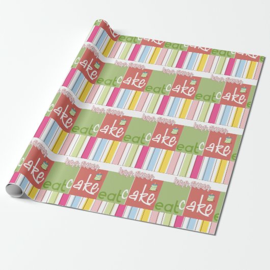 Happy Birthday Wrapping Paper FUN eatCAke Geschenkpapier (Ungerollt)