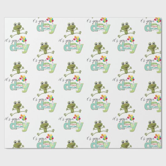 Happy Birthday Wrapping Paper FUN Frosch Geschenkpapier (Flach)