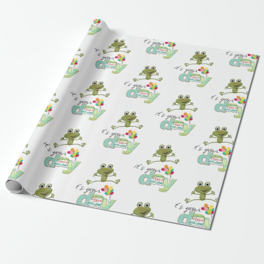 Happy Birthday Wrapping Paper FUN Frosch Geschenkpapier (Ungerollt)