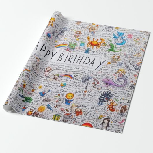 Happy Birthday Wrapping Paper Geschenkpapier (Ungerollt)