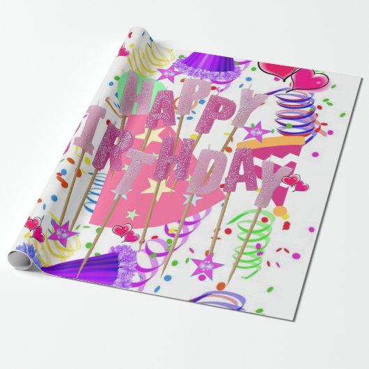 Happy Birthday Wrapping Paper Geschenkpapier (Ungerollt)