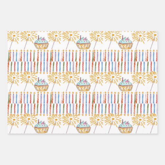 Happy Birthday Wrapping Paper Geschenkpapier Set (Vorderseite 3)