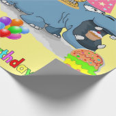Happy Birthday Wrapping Paper Hippopotamus Kitten Geschenkpapier (Ecke)