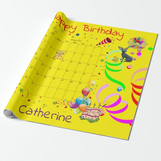 Happy Birthday Wrapping Paper Januar 2022 Gelb Geschenkpapier (Ungerollt)