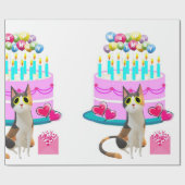 Happy Birthday Wrapping Paper Katze Lady Geburtsta Geschenkpapier (Flach)