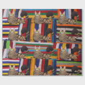 Happy Birthday Wrapping Paper Katze Lady Geburtsta Geschenkpapier (Flach)