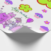Happy Birthday Wrapping Paper Katze Lady Geburtsta Geschenkpapier (Ecke)