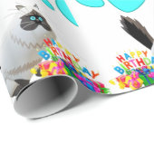 Happy Birthday Wrapping Paper Katze Lady Geburtsta Geschenkpapier (Rolleneckpunkt)