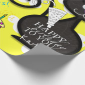 Happy Birthday Wrapping Paper Katze Lady Geburtsta Geschenkpapier (Ecke)
