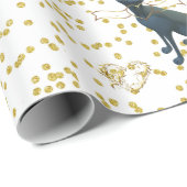 Happy Birthday Wrapping Paper Katze Lady Geburtsta Geschenkpapier (Rolleneckpunkt)