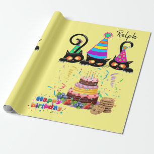 Happy Birthday Wrapping Paper Katze Lady Geburtsta Geschenkpapier