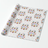 Happy Birthday Wrapping Paper Monkey Cupcake  Geschenkpapier (Ungerollt)