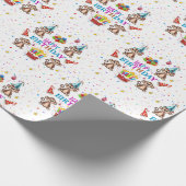 Happy Birthday Wrapping Paper Monkey Cupcake Geschenkpapier (Ecke)