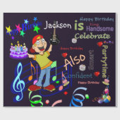 Happy Birthday Wrapping Paper Musician Gitarre Geschenkpapier (Flach)