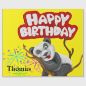 Happy Birthday Wrapping Paper Panda Bär Geschenkpapier (Flach)