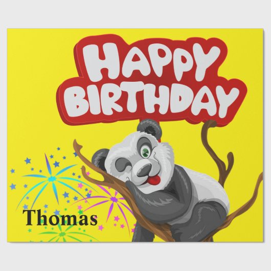 Happy Birthday Wrapping Paper Panda Bär Geschenkpapier (Flach)